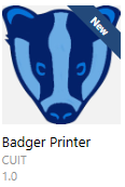 Badger Printer driver icon: Blue and navy-colored badger avatar