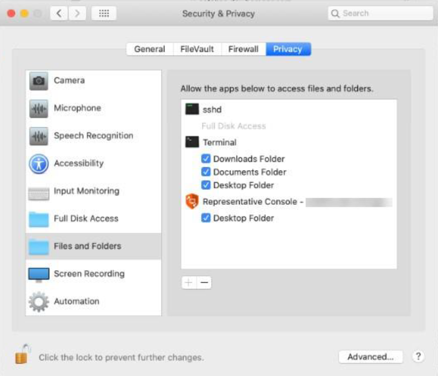 Example of whitelisted application in macOS Catalina security settings