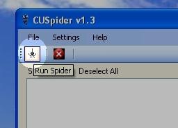 Screenshot of CUSpider which highlights the scan button