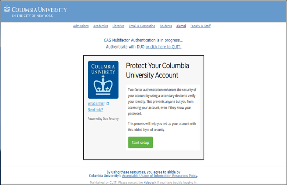 Image shows: Add a new devicelink in your web browser on the left hand side of the Duo authentication page