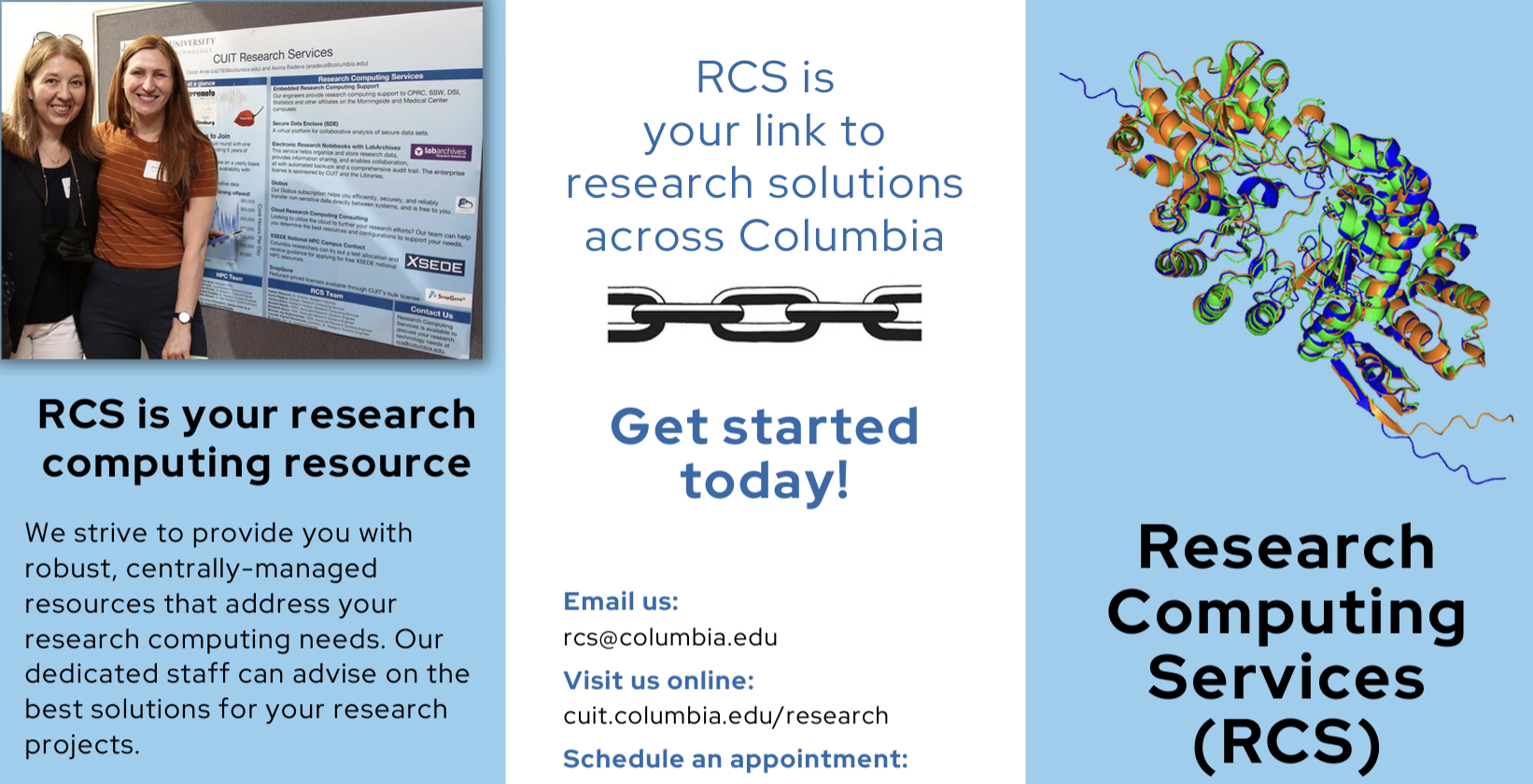 Snapshot of a printable tri-fold listing the services of RCS