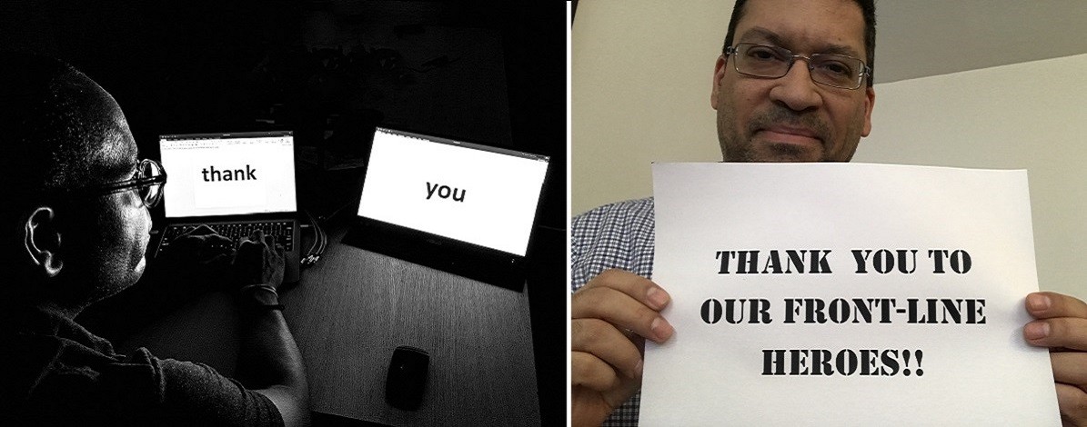 CUIT Employees holding thank you signs