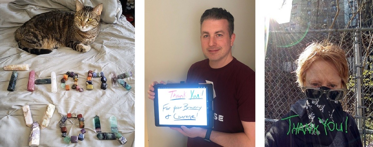 CUIT Employees holding Thank You signs