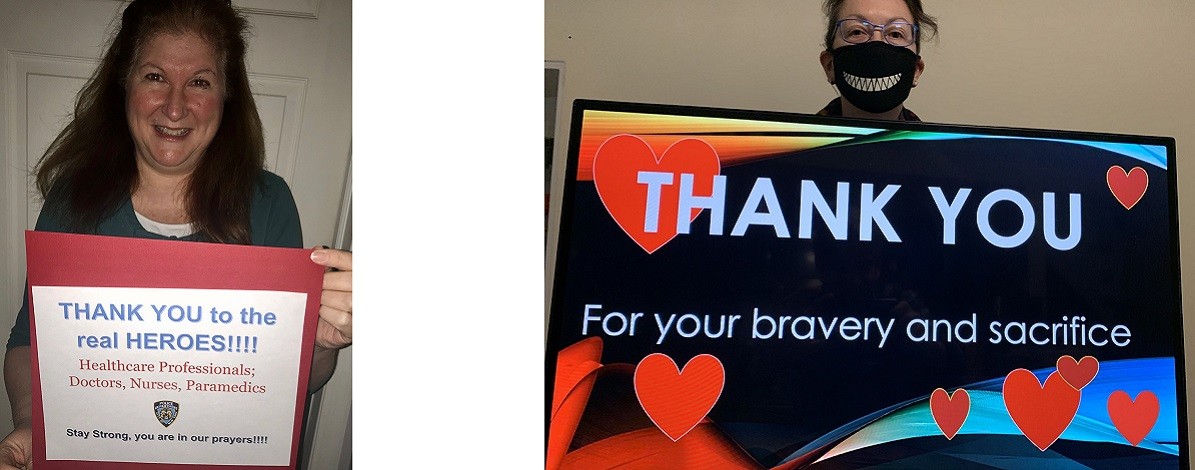 CUIT Employees holding Thank You cards