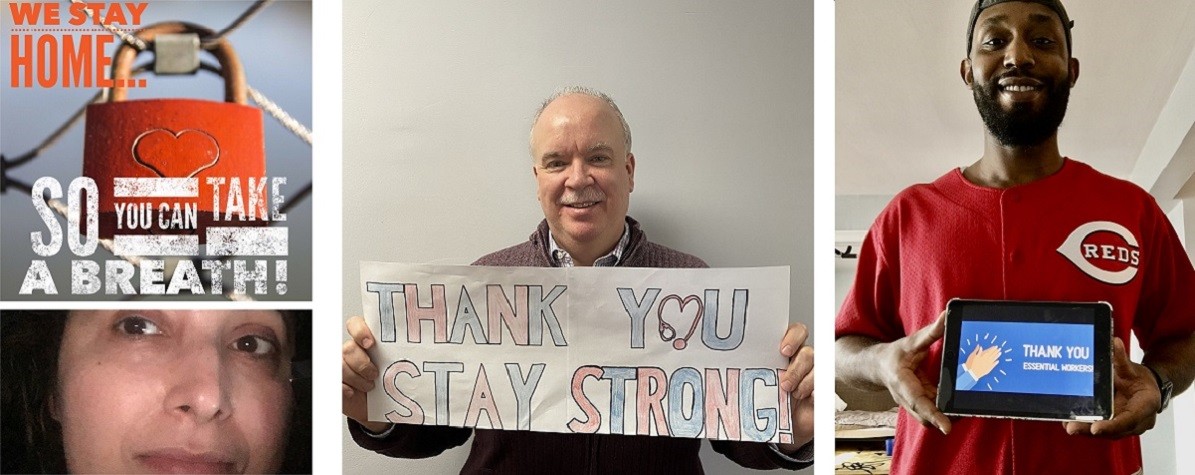CUIT Employees holding thank you signs