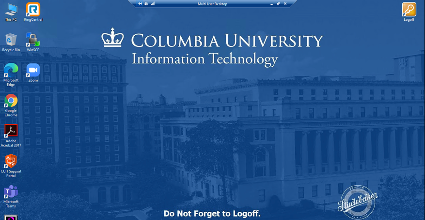 Screenshot of a Columbia Remote Desktop.