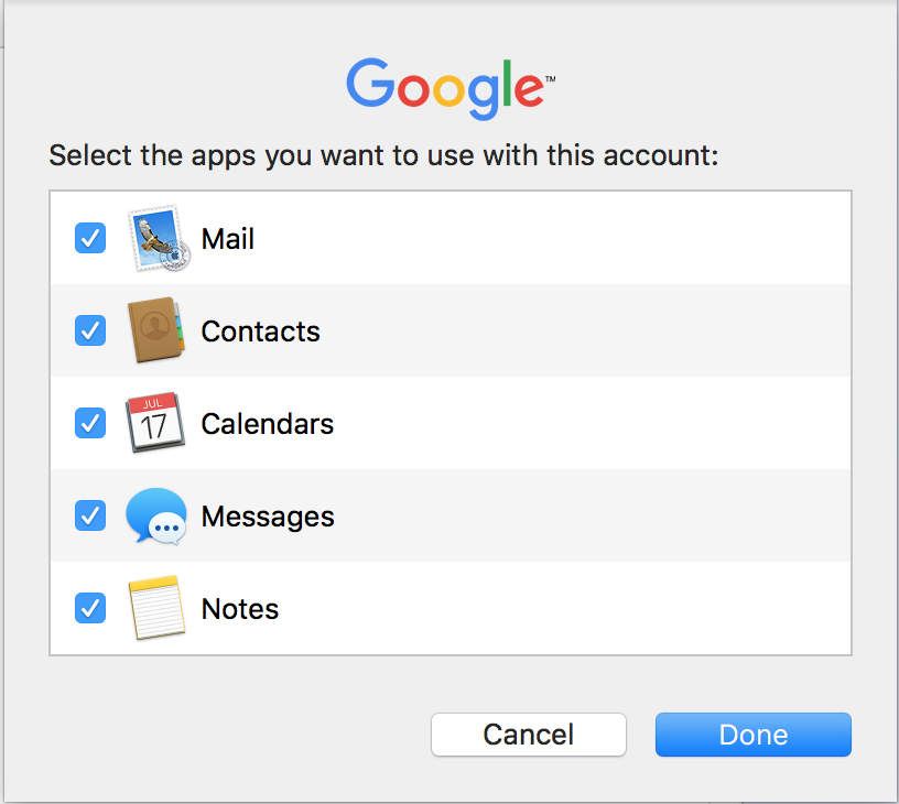 Window with apps options to select based on your preferences