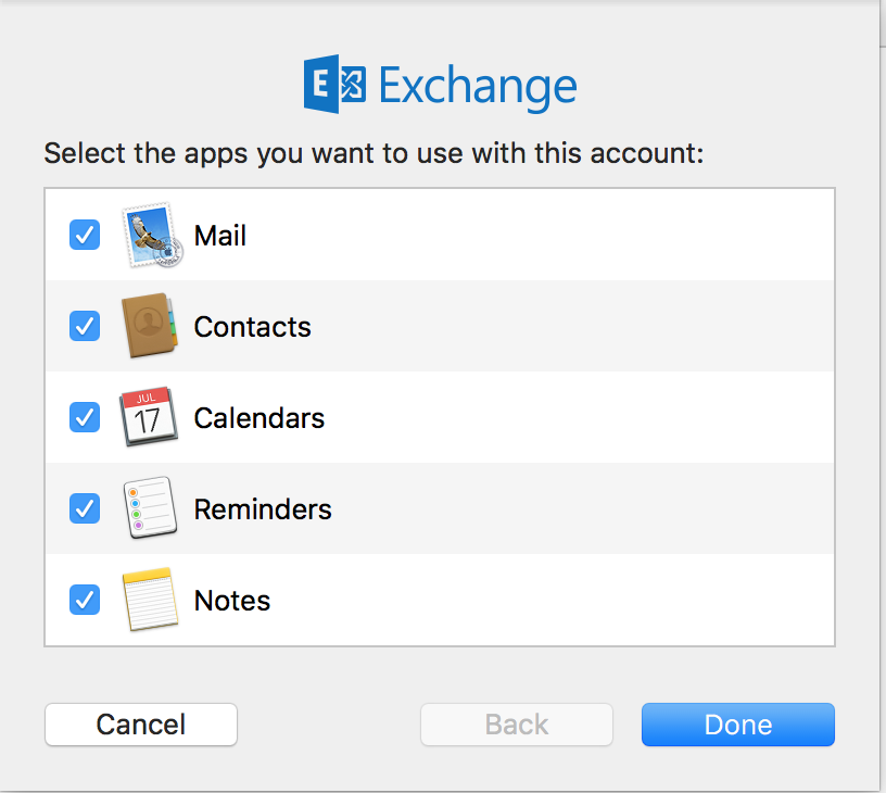 Exchange window with preferred apps selected