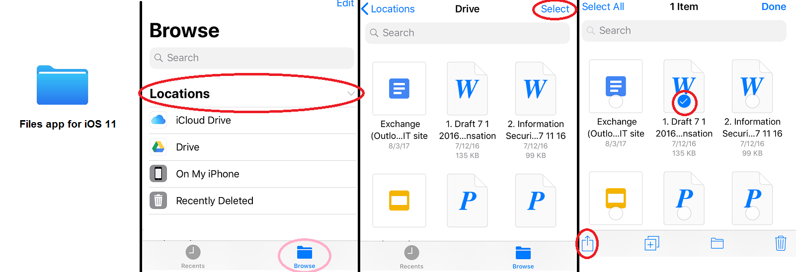 steps for uploading documents with Files app