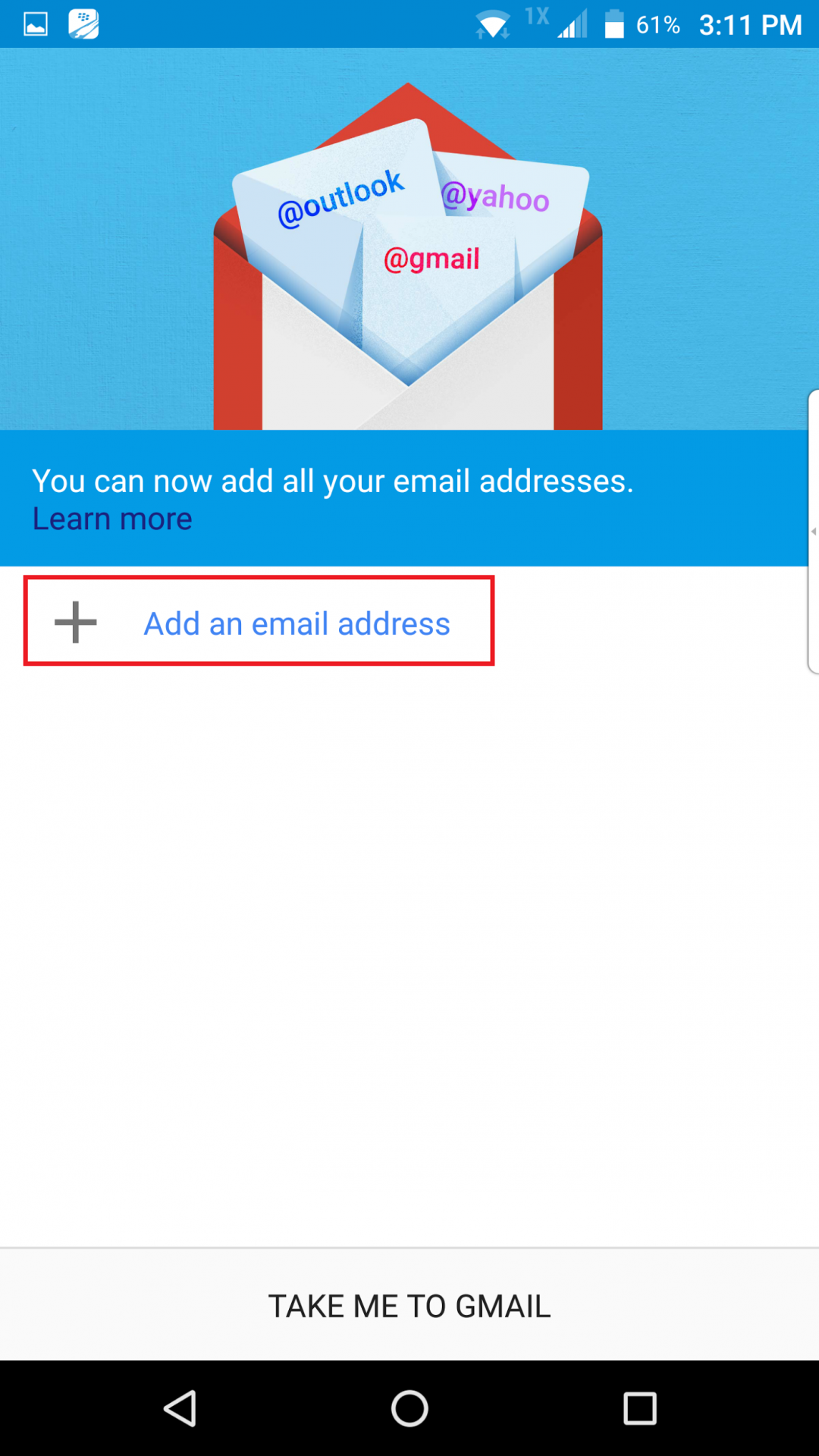 Add an email address button circled