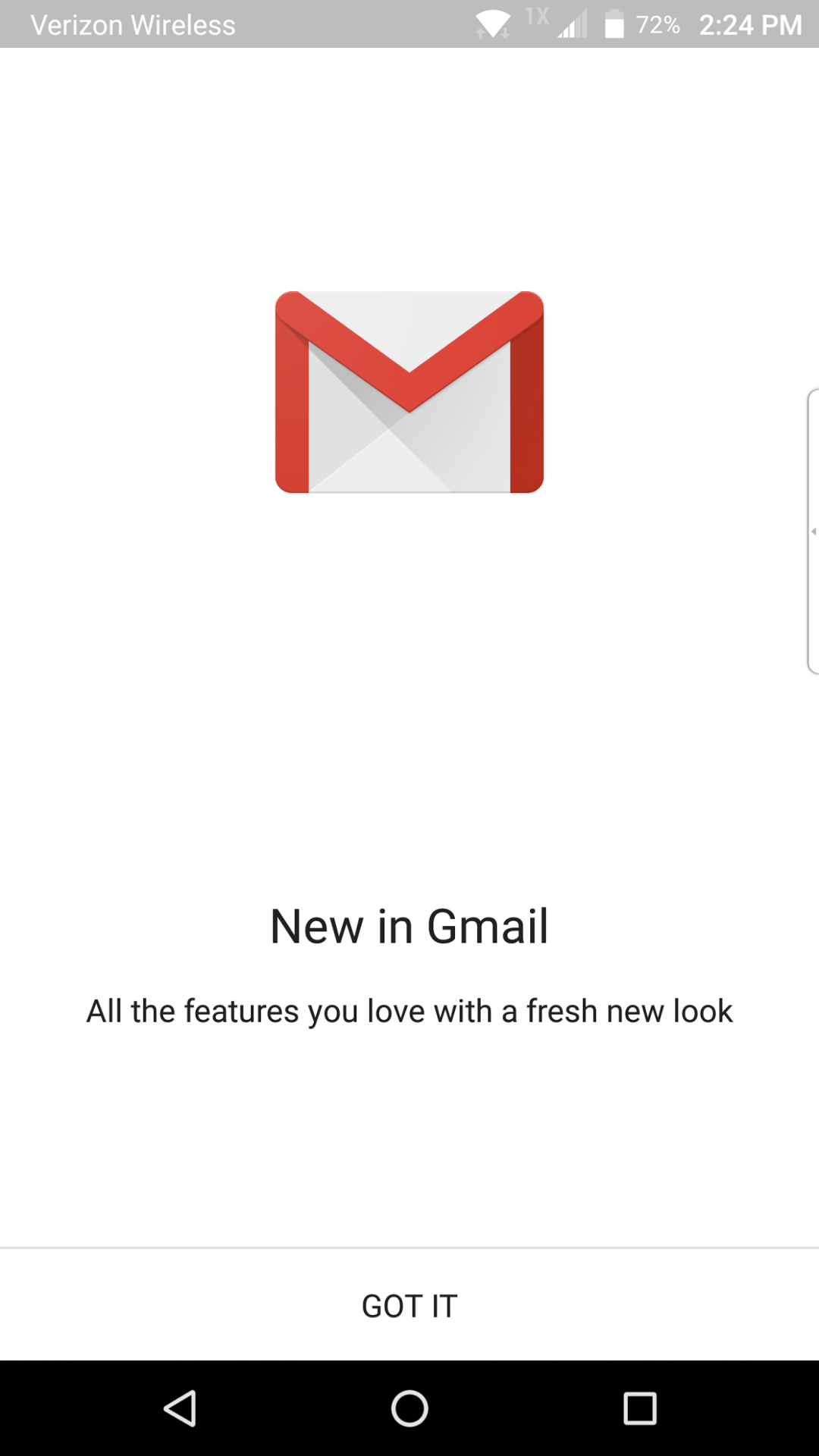 New in Gmail screen with Got It circled