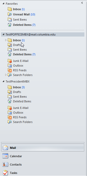 Image of Microsoft Outlook menu