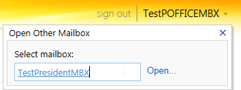 Image of Open Other Mailbox popup with Shared Mailbox name entered