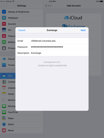 Exchange pop-up, with fields completed