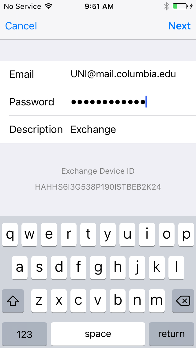 Password field filled in