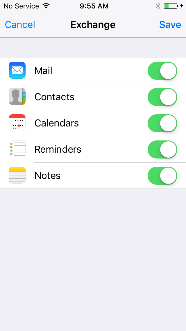 Exchange screen, choose your own data preferences