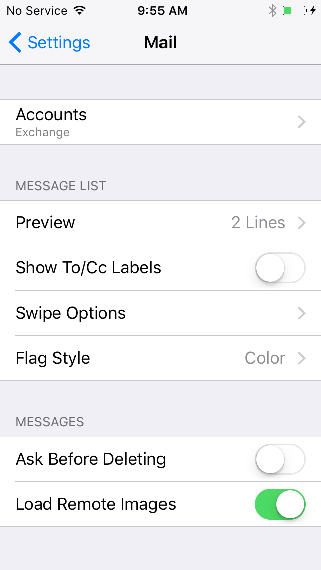 Mail screen with mailing preferences