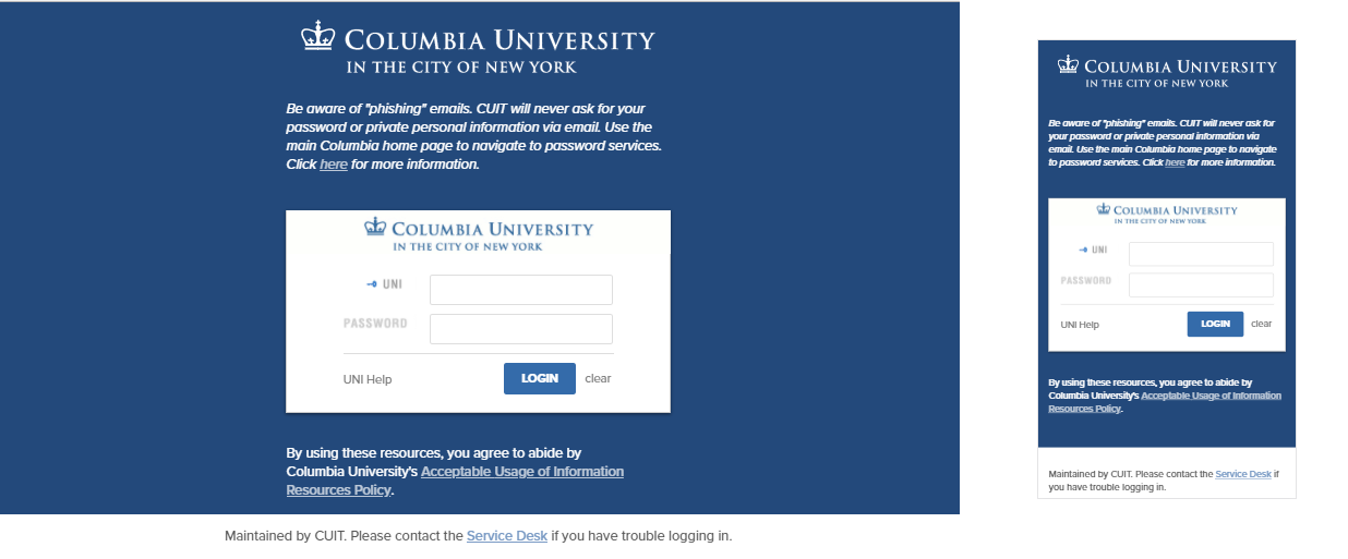 Default CAS login screen Default CAS login screen