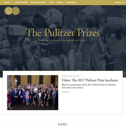 The Pulitzer Prizes Homepage Screenshot