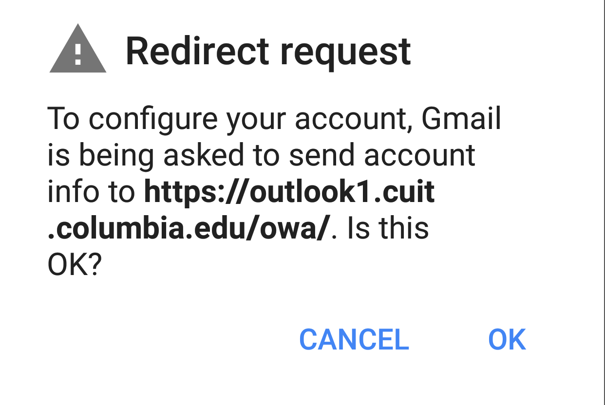 Redirect request screen