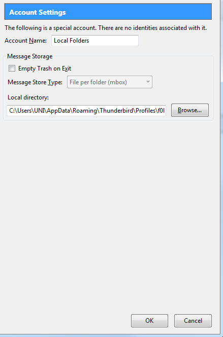Account Settings window