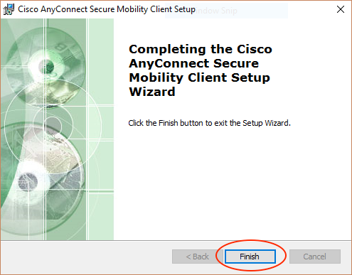 Complete the installation process by pressing the finish button