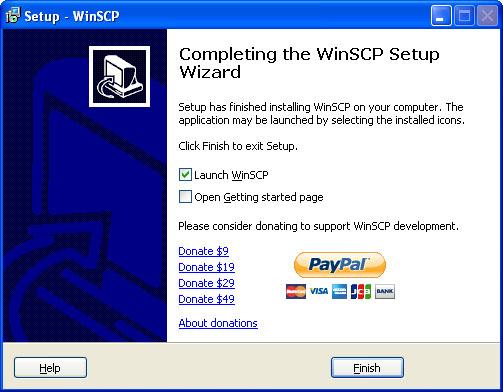 Completing the WinSCP Setup Wizard