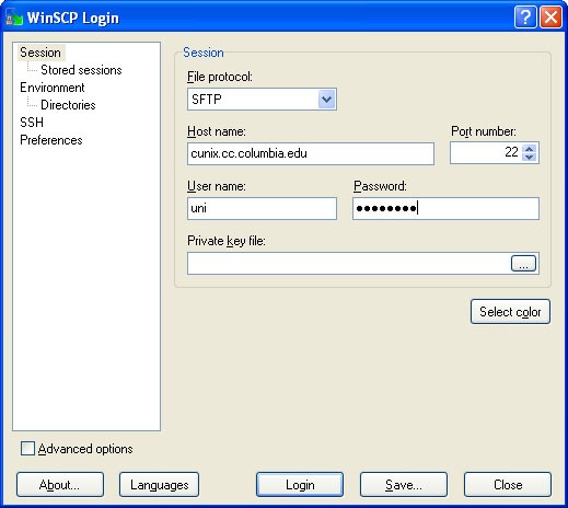 WinSCP Login